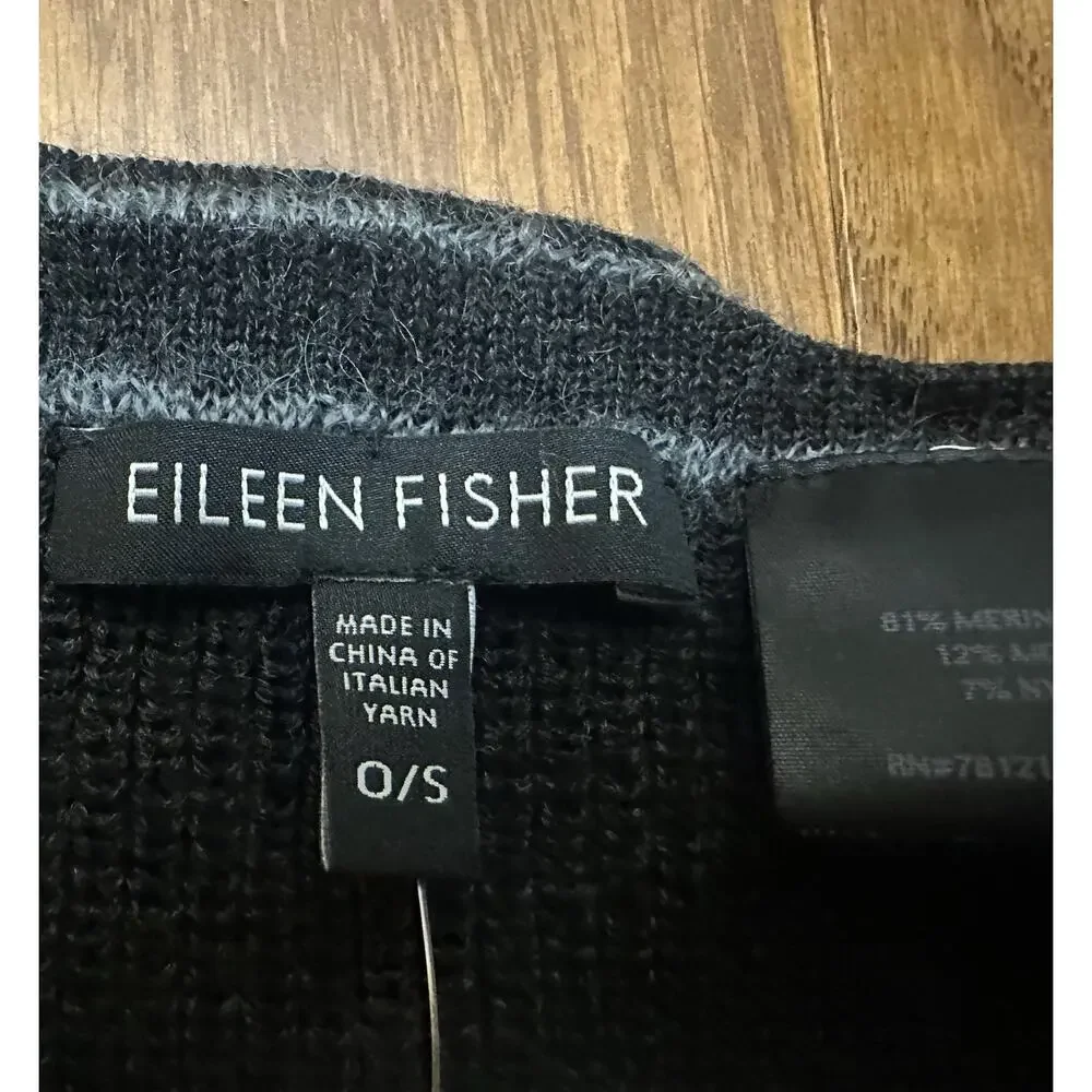 NEW EILEEN‎ FISHER Merino Wool Mohair Over Shoulders Shawl Neck Warmer Knit O/S